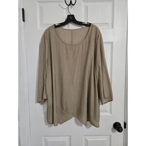 Tunic Blouse Women's Size 3XL Sage Green Bell Sleeve Boho Career Minimalist